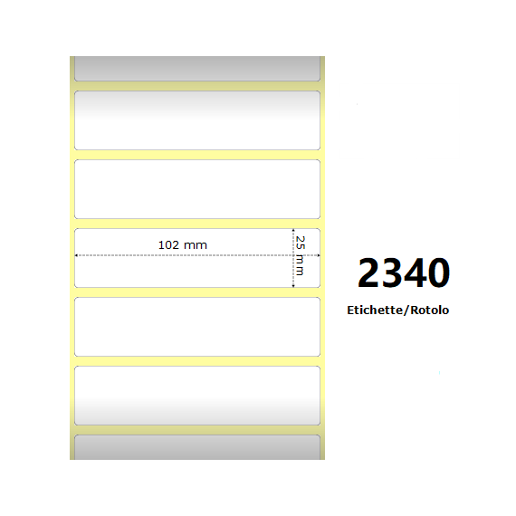 Etichette Zebra 102X25mm bianche 2340pz termiche compatibili Z-4000D, 4x1x1 Core per Etichette Zebra GK420,ZD421T,ZD420