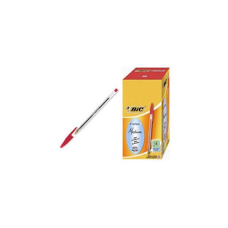 BIC Cristal Original, Penne Rosse a Sfera, Punta Media, 1 mm, Confezione 50 Penne, Fornitura per Cancelleria Scuola e Ufficio