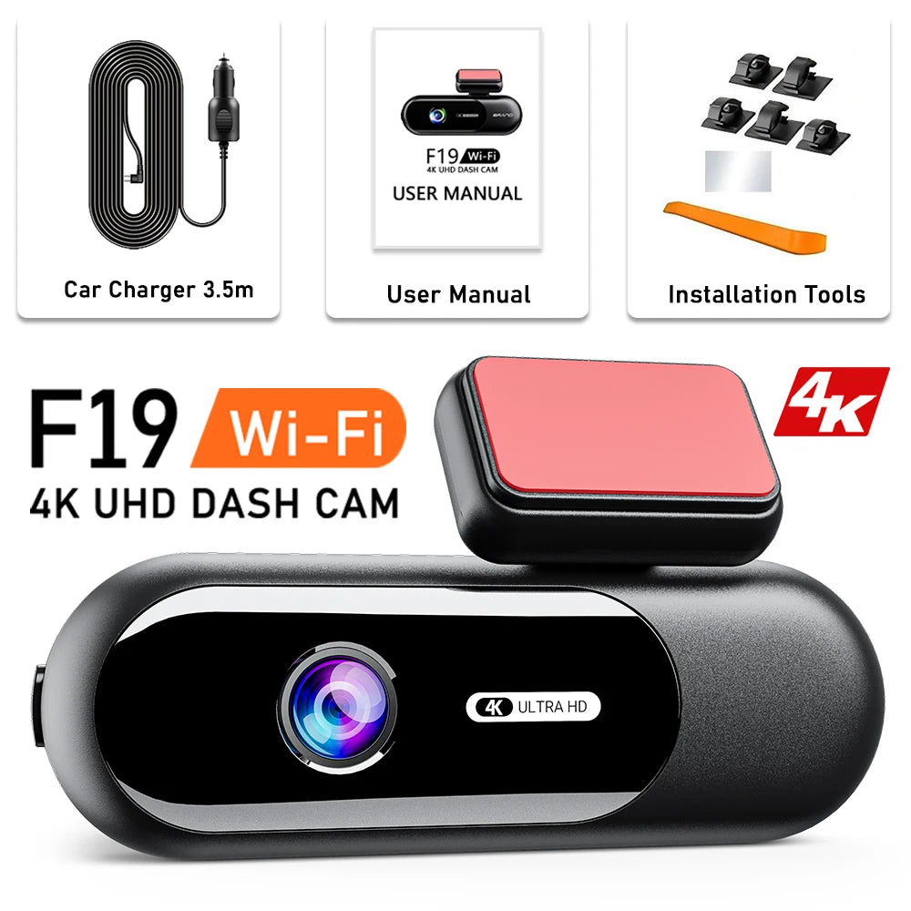 Dash Cam for Cas 4K UHD Recording Front Rear Car Camera HDR Night Vision Recorder Built in Wi-Fi Parking Mode