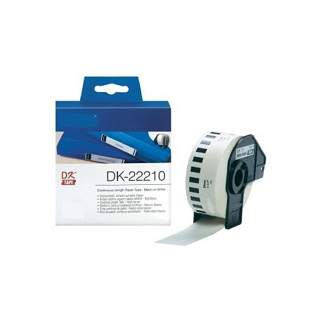 ETICHETTE DK22210 29mmX30.48metri COMPATIBILI BIANCHE ROTOLO CONTINUO PER BROTHER QL1000 1050 1060 WHITE DK-22210 CON SUPPORTO