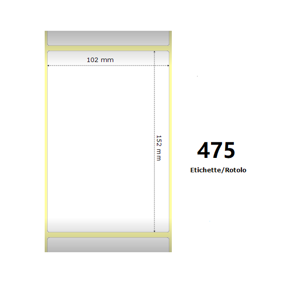 ETICHETTE ZEBRA 102X150MM BIANCHE 475PZ 800284-605 TERMICHE COMPATIBILI ZEBRA GK420,ZD420,ZD421,ZD620 Z-1000D