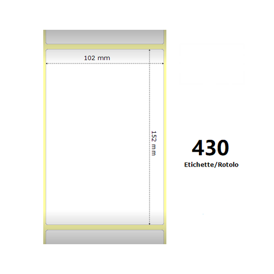 Etichette Zebra 102X152mm bianche 430pz termiche compatibili Z-2000D 4x6x1 Core per Etichette Zebra GK420,ZD421T,ZD420