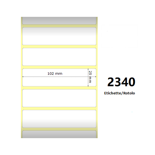 Etichette Zebra 102X25mm bianche 2340pz termiche compatibili Z-4000D, 4x1x1 Core per Etichette Zebra GK420,ZD421T,ZD420