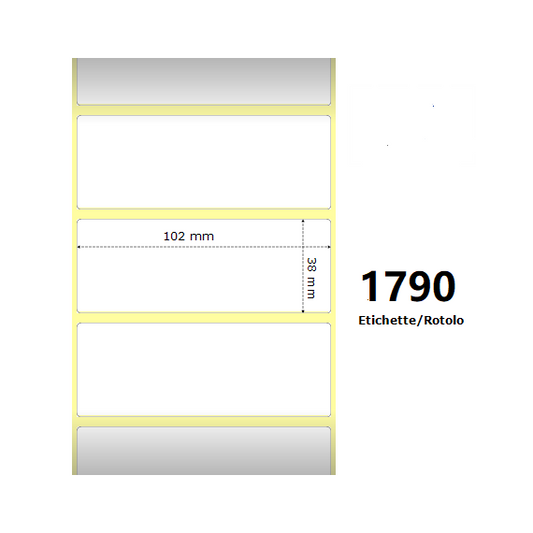 ETICHETTE ZEBRA 102X38MM BIANCHE 1790PZ 800264-155 TERMICHE COMPATIBILI ZEBRA GK420,ZD420,ZD421,ZD620 Z-2000D
