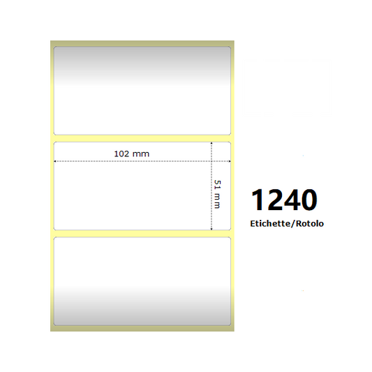 Etichette Zebra 102X51mm bianche 1240pz termiche compatibili Z-2000D 4x2x1 Core per Etichette Zebra GK420,ZD421T,ZD420