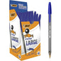 BIC Penne Blu a Sfera, Cristal Large, Punta Media, 1.6 mm, Confezione 50 Penne, Fornitura per Cancelleria Scuola e Ufficio